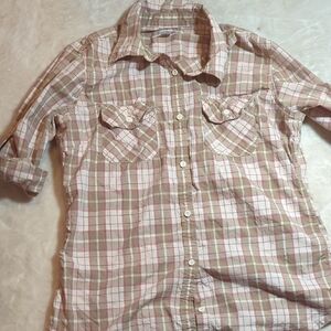 Carhartt Pink and Tan Plaid Shirt